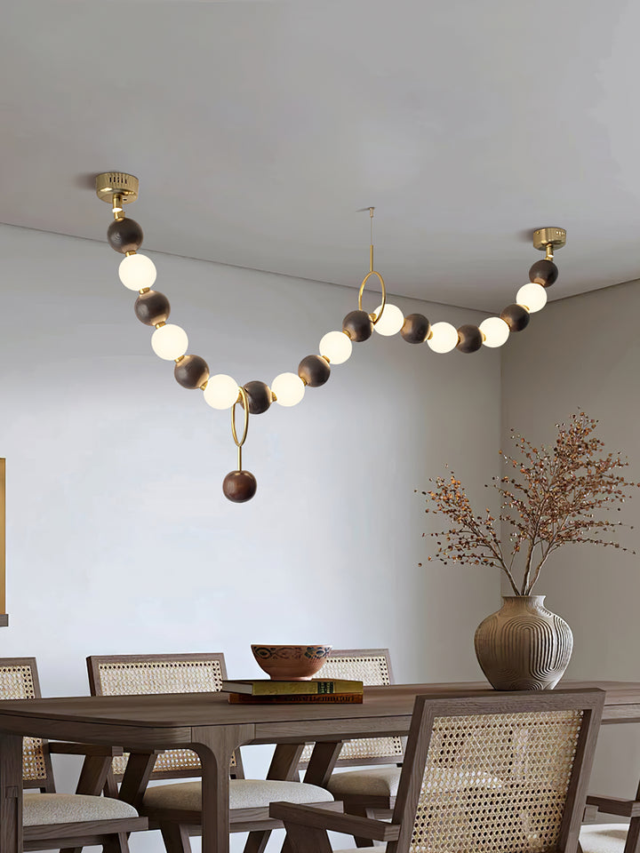 Walnut Bead Necklace Chandelier - Vakkerlight