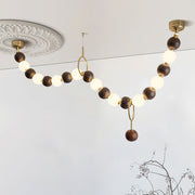 Walnut Bead Necklace Chandelier