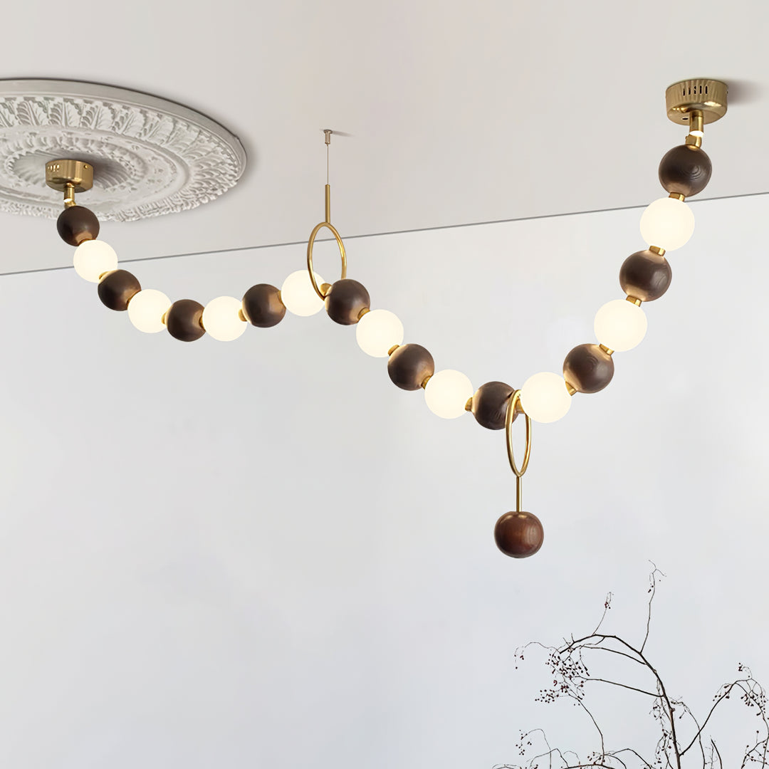 Walnut Bead Necklace Chandelier - Vakkerlight