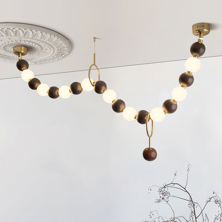 Walnut Bead Necklace Chandelier - Vakkerlight