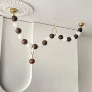 Walnut Bead Necklace Chandelier