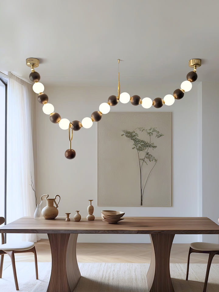 Walnut Bead Necklace Chandelier - Vakkerlight