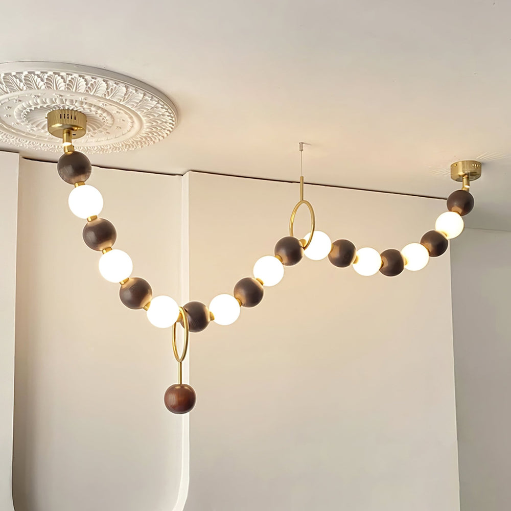 Walnut Bead Necklace Chandelier - Vakkerlight