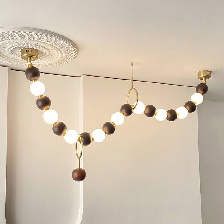 Walnut Bead Necklace Chandelier - Vakkerlight