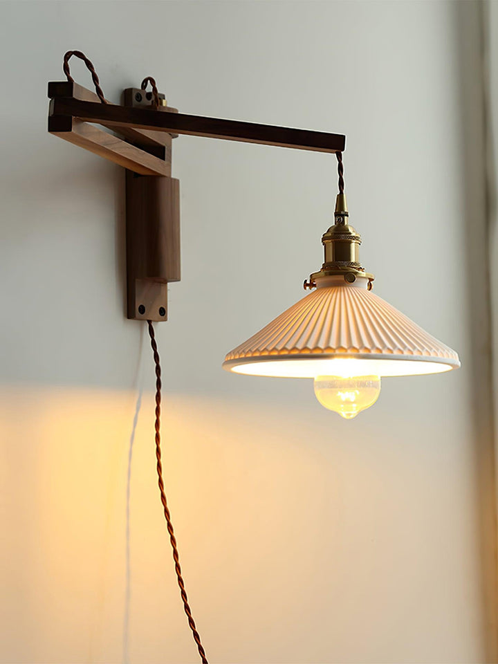 Walnut Swing Arm Wall Lamp - Vakkerlight