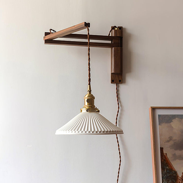 Walnut Swing Arm Wall Lamp - Vakkerlight