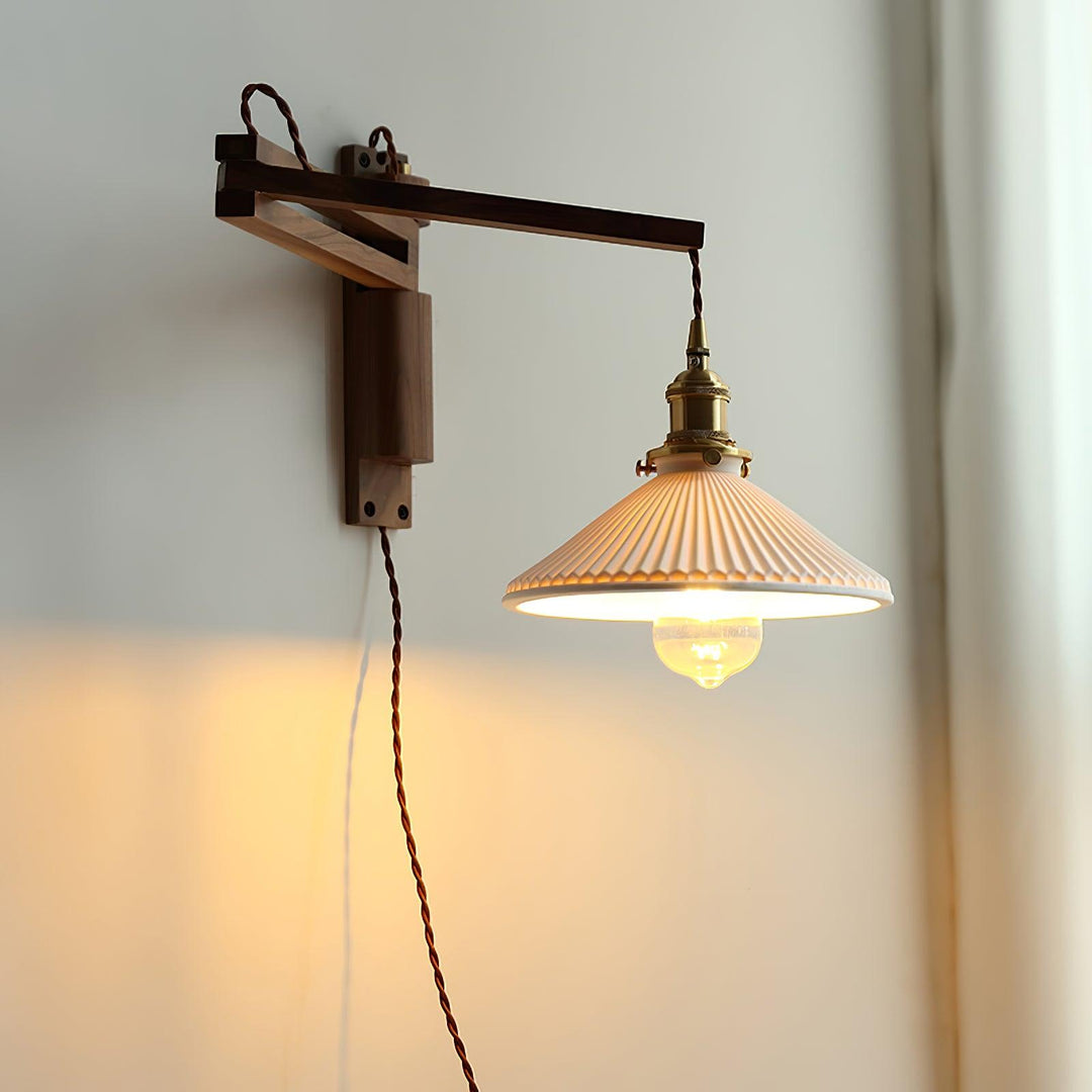 Walnut Swing Arm Wall Lamp - Vakkerlight