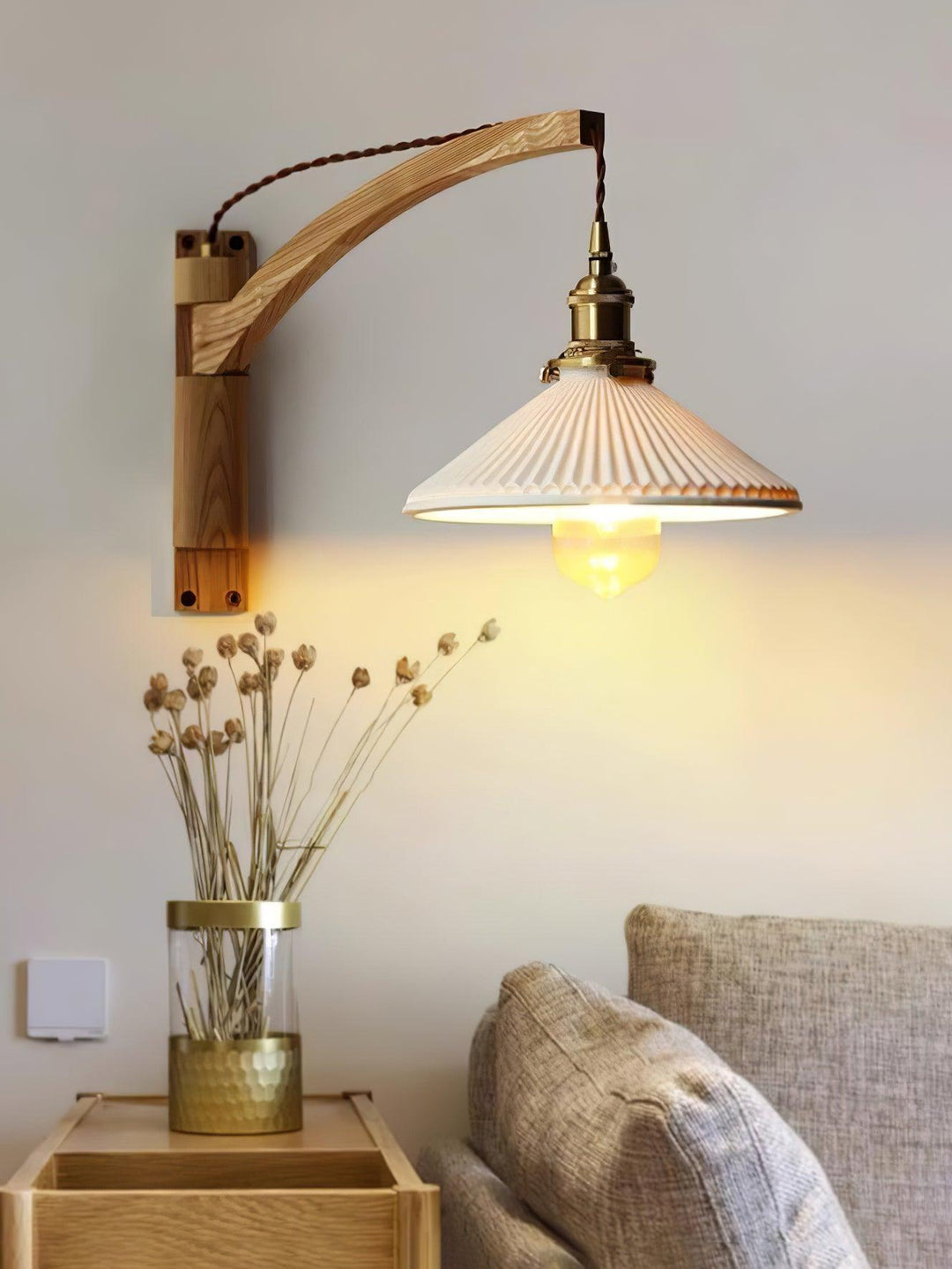 Walnut Swing Arm Wall Lamp - Vakkerlight