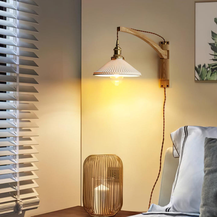 Walnut Swing Arm Wall Lamp - Vakkerlight