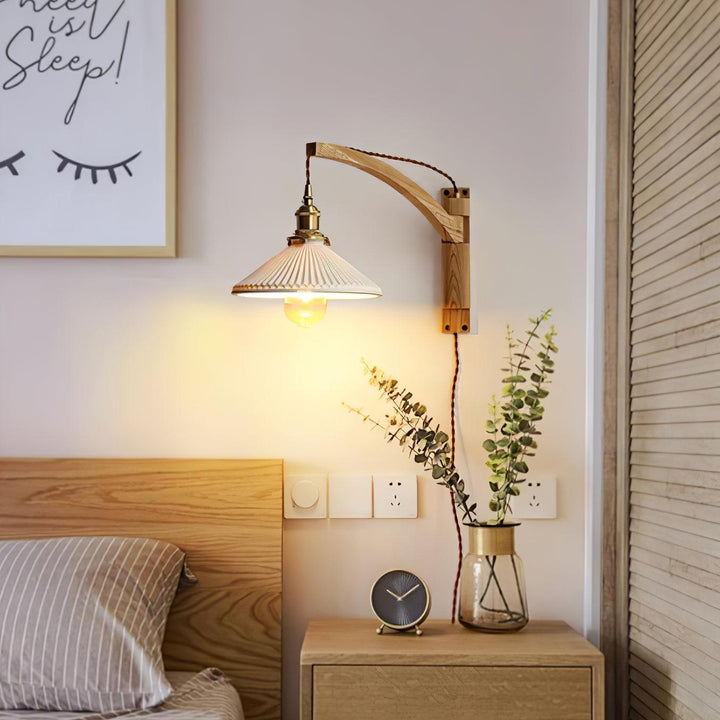 Walnut Swing Arm Wall Lamp - Vakkerlight