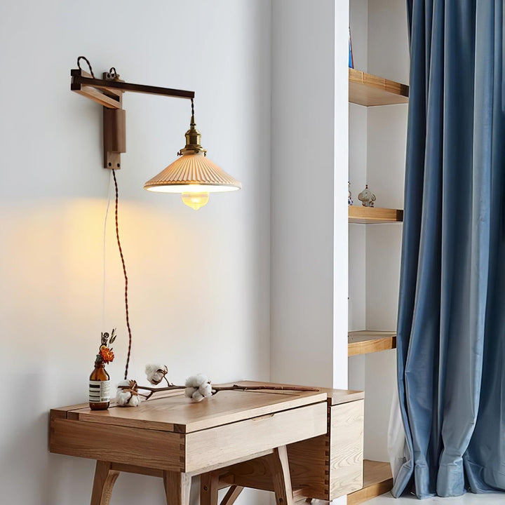 Walnut Swing Arm Wall Lamp - Vakkerlight