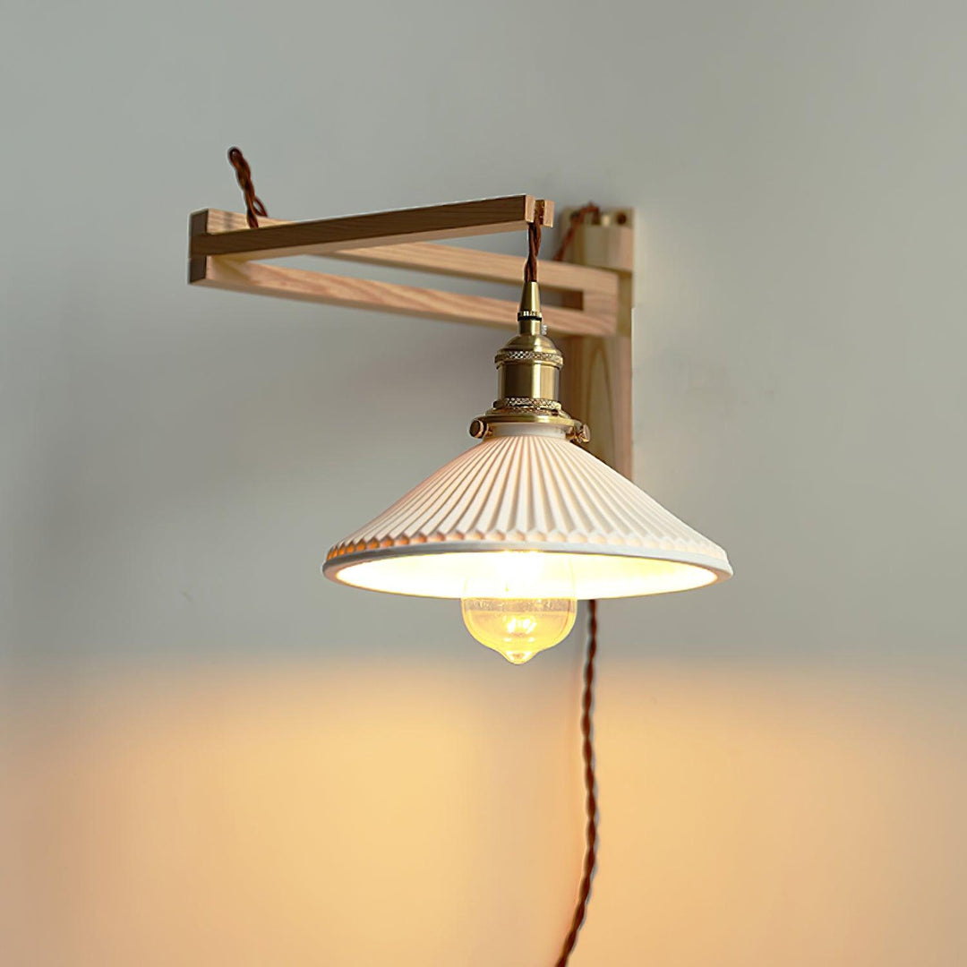 Walnut Swing Arm Wall Lamp - Vakkerlight