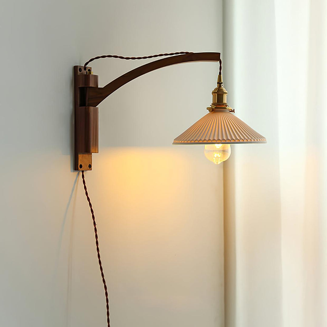 Walnut Swing Arm Wall Lamp - Vakkerlight