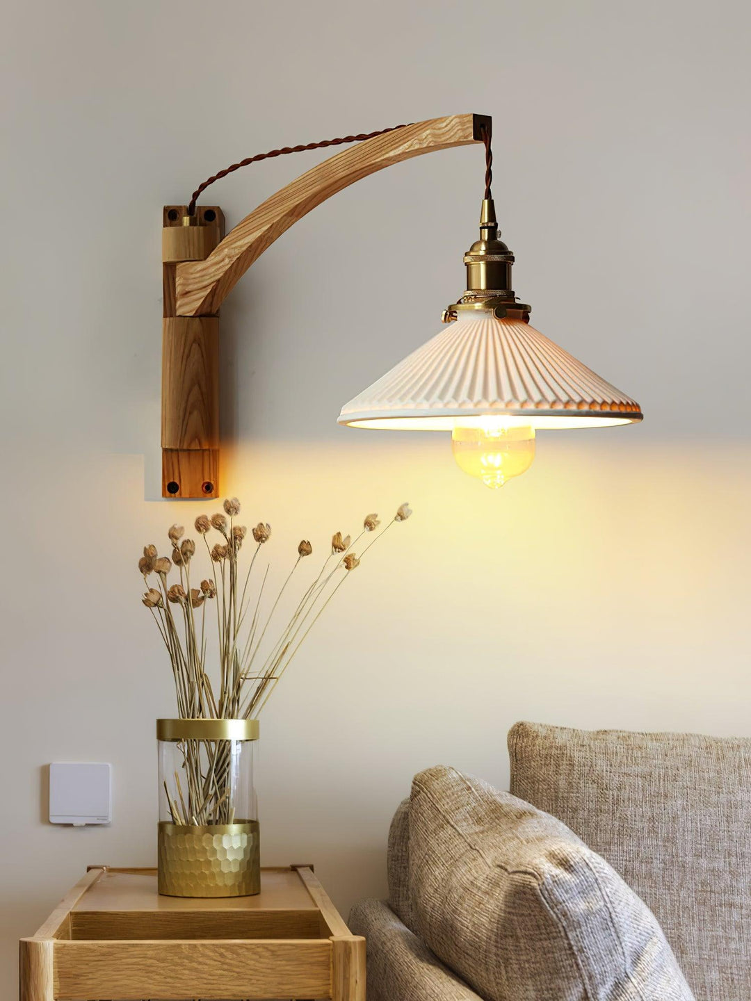 Walnut Swing Arm Wall Lamp - Vakkerlight