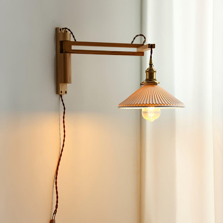 Walnut Swing Arm Wall Lamp - Vakkerlight