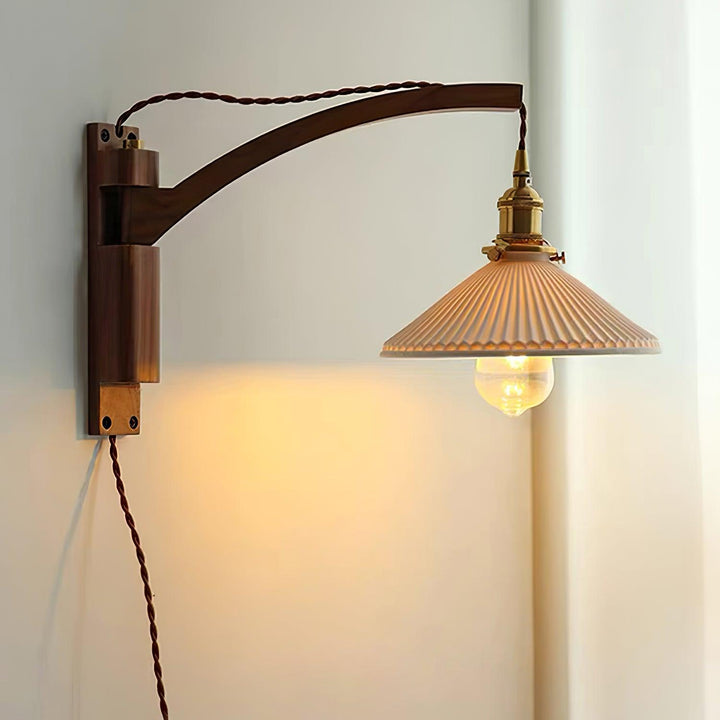 Walnut Swing Arm Wall Lamp - Vakkerlight