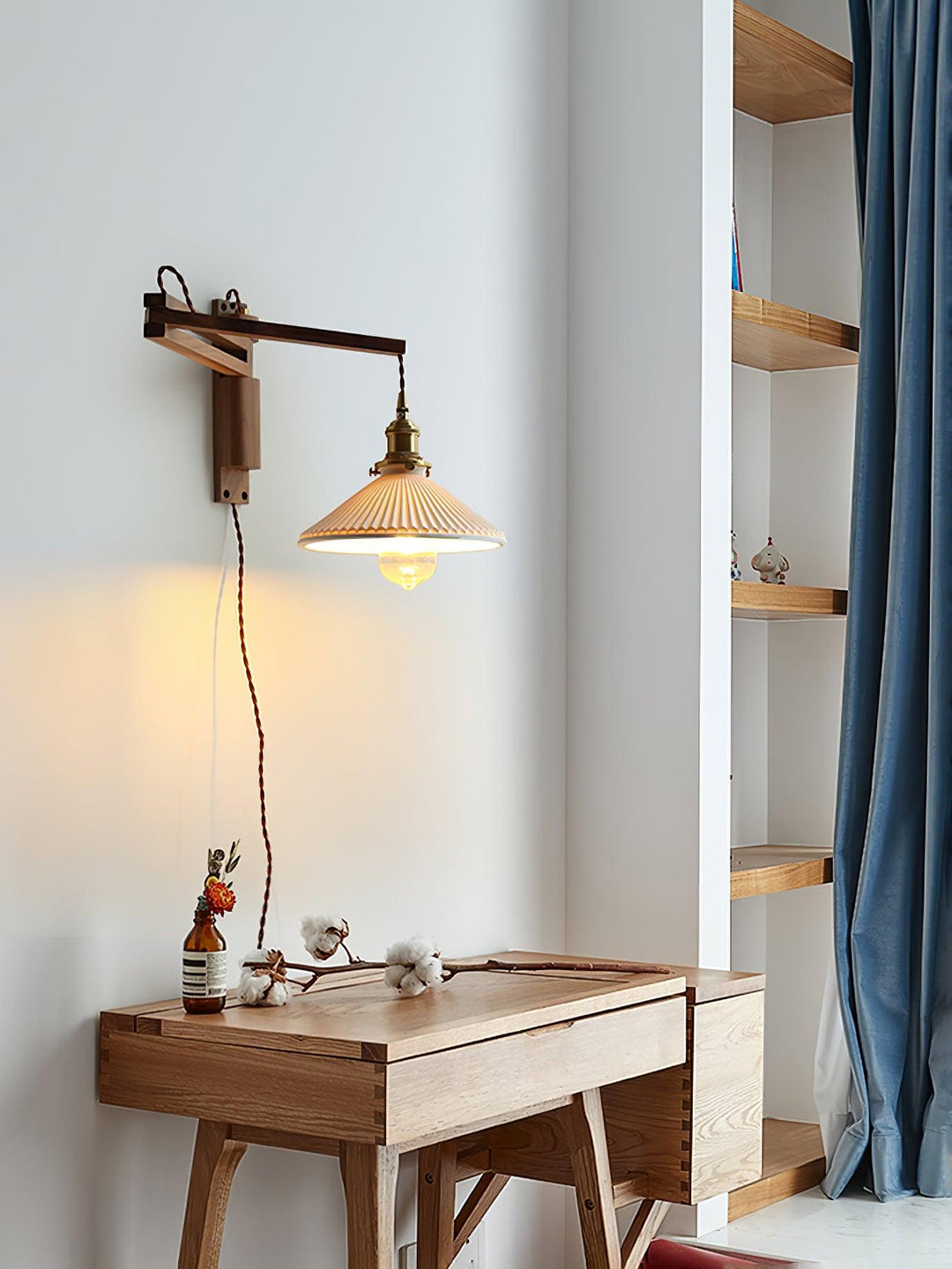 Walnut Swing Arm Wall Lamp - Vakkerlight