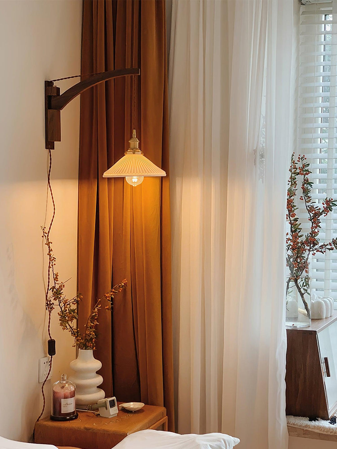 Walnut Swing Arm Wall Lamp - Vakkerlight