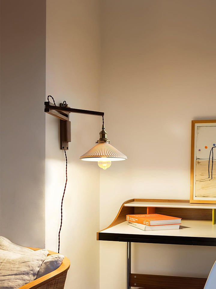 Walnut Swing Arm Wall Lamp - Vakkerlight