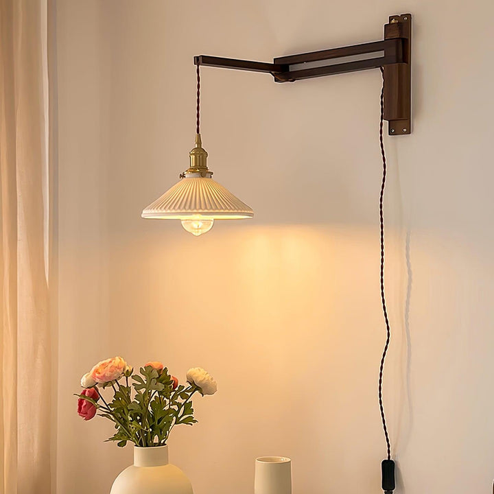 Walnut Swing Arm Wall Lamp - Vakkerlight