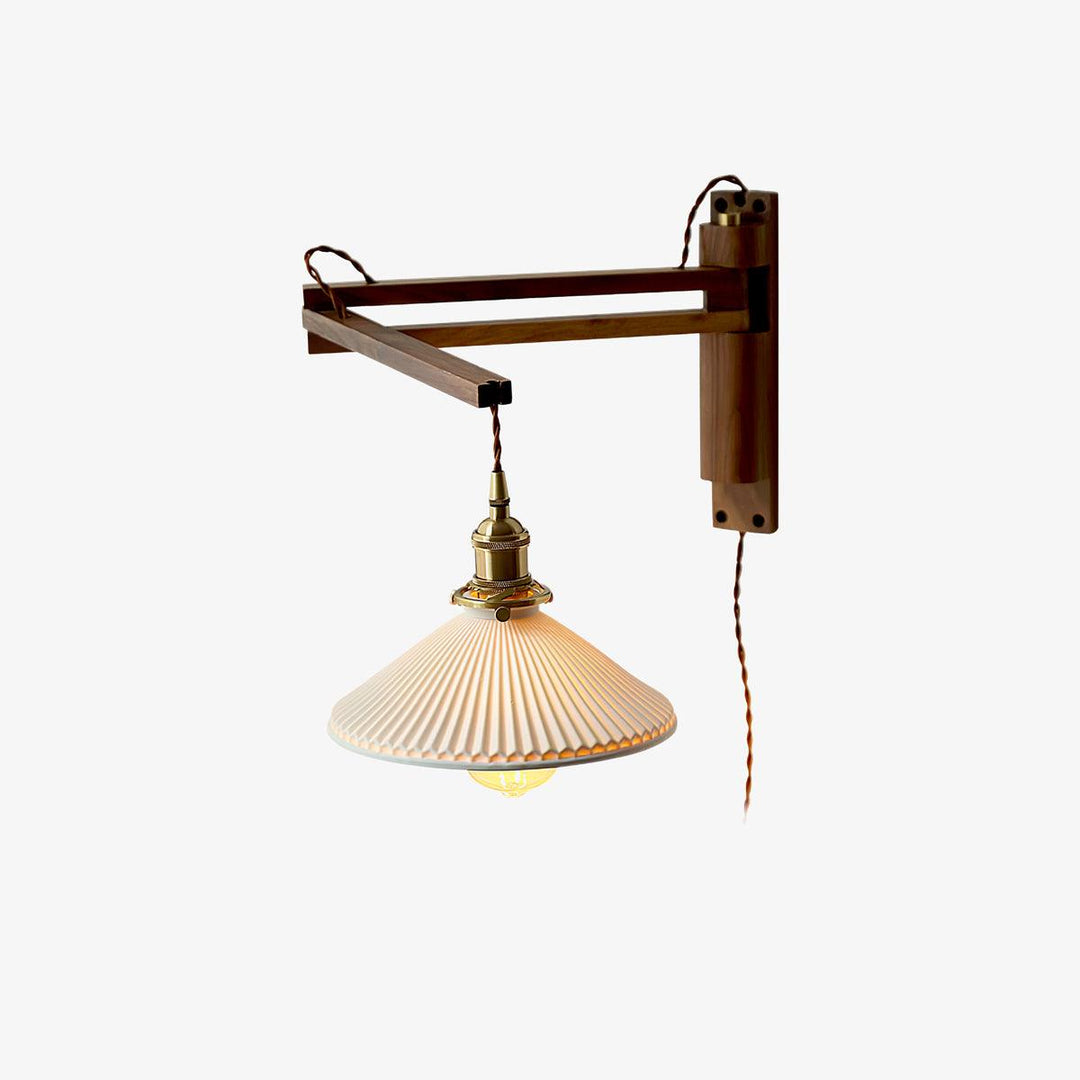 Walnut Swing Arm Wall Lamp - Vakkerlight