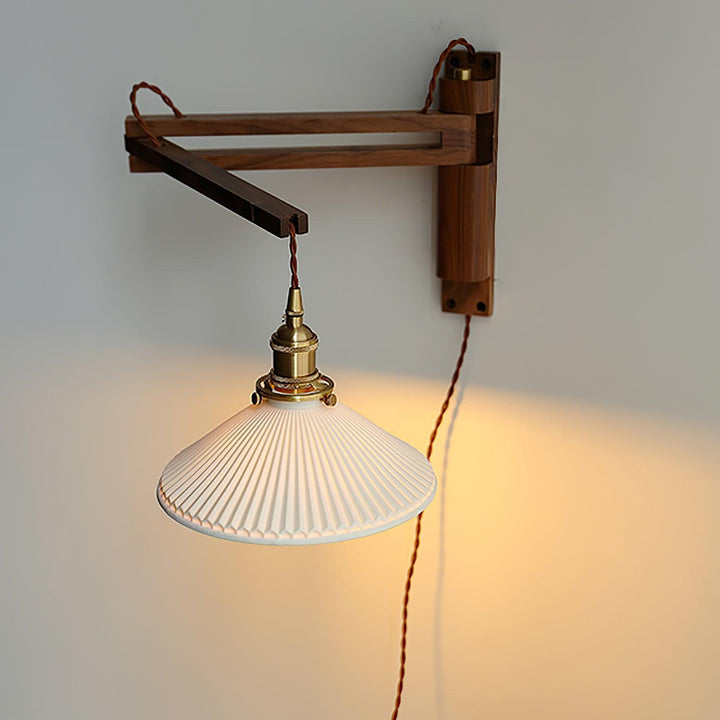 Walnut Swing Arm Wall Lamp - Vakkerlight