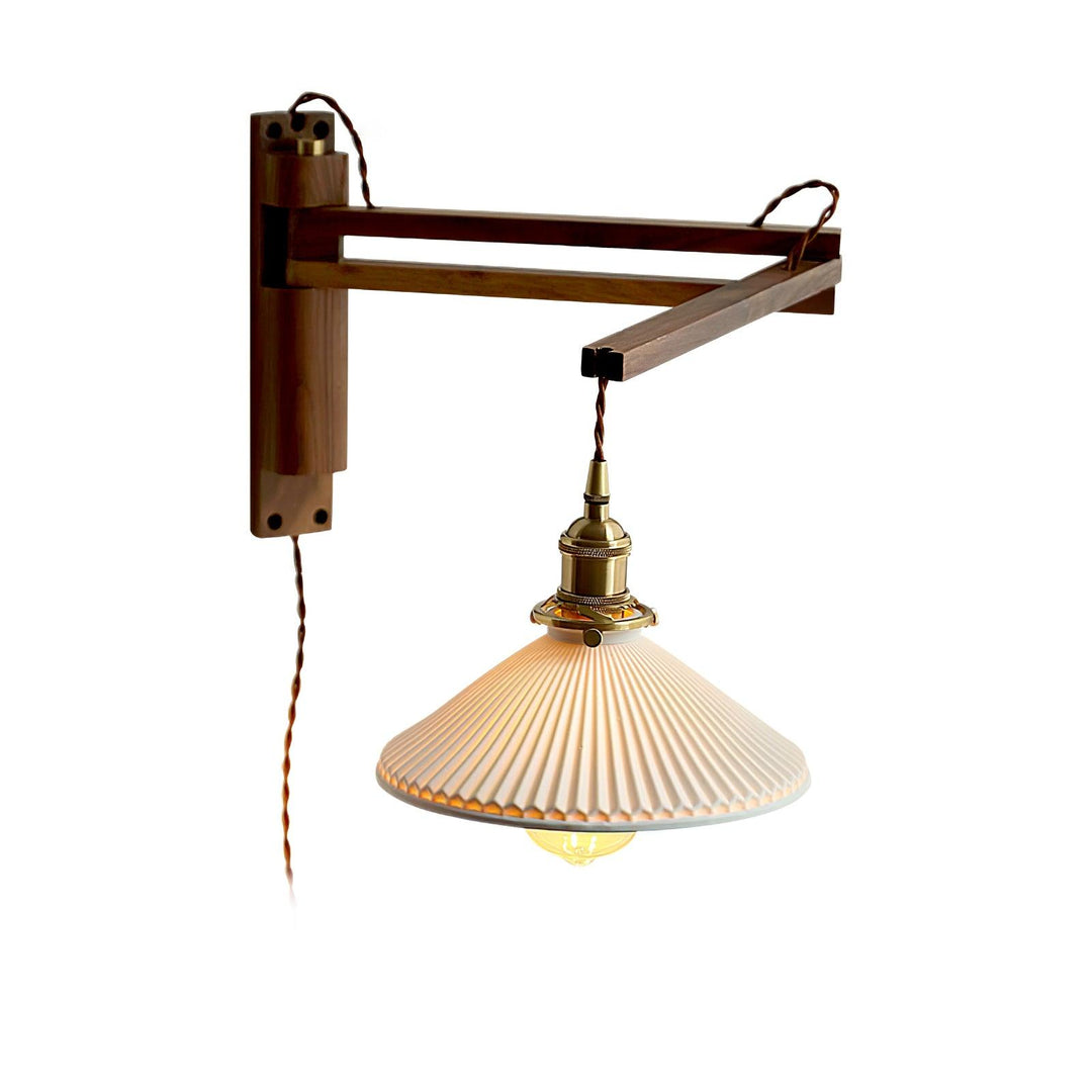 Walnut Swing Arm Wall Lamp - Vakkerlight