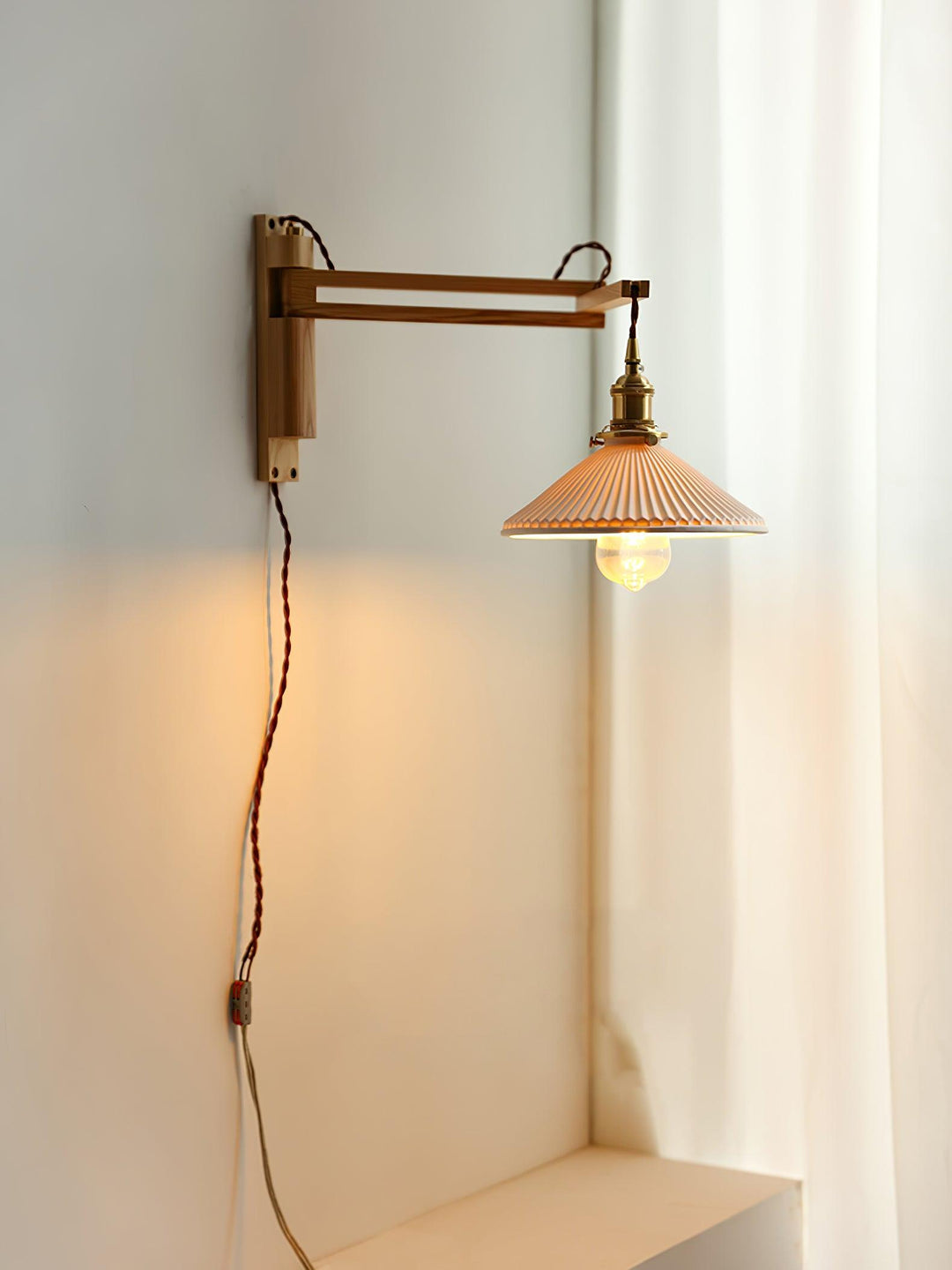 Walnut Swing Arm Wall Lamp - Vakkerlight