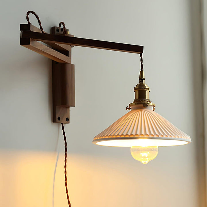 Walnut Swing Arm Wall Lamp - Vakkerlight