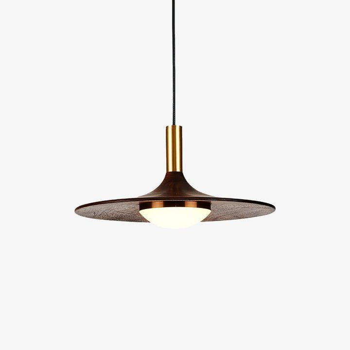 Walnut Wood Dish Pendant Light - Vakkerlight