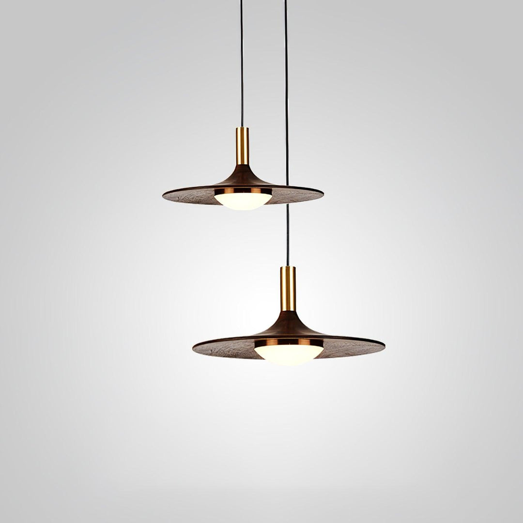 Walnut Wood Dish Pendant Light - Vakkerlight