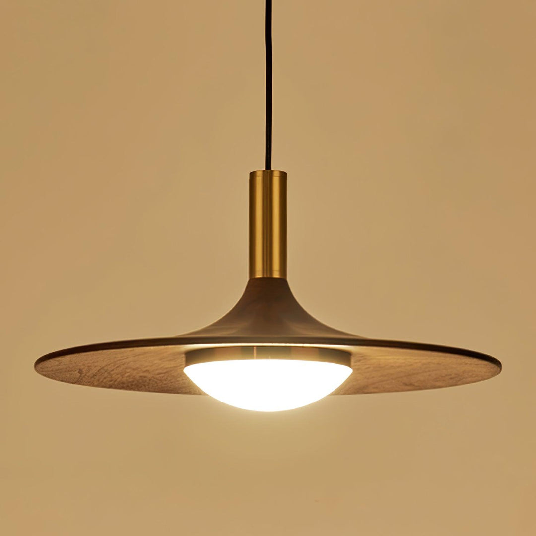 Walnut Wood Dish Pendant Light - Vakkerlight