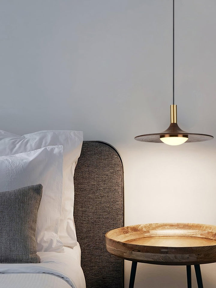 Walnut Wood Dish Pendant Light - Vakkerlight