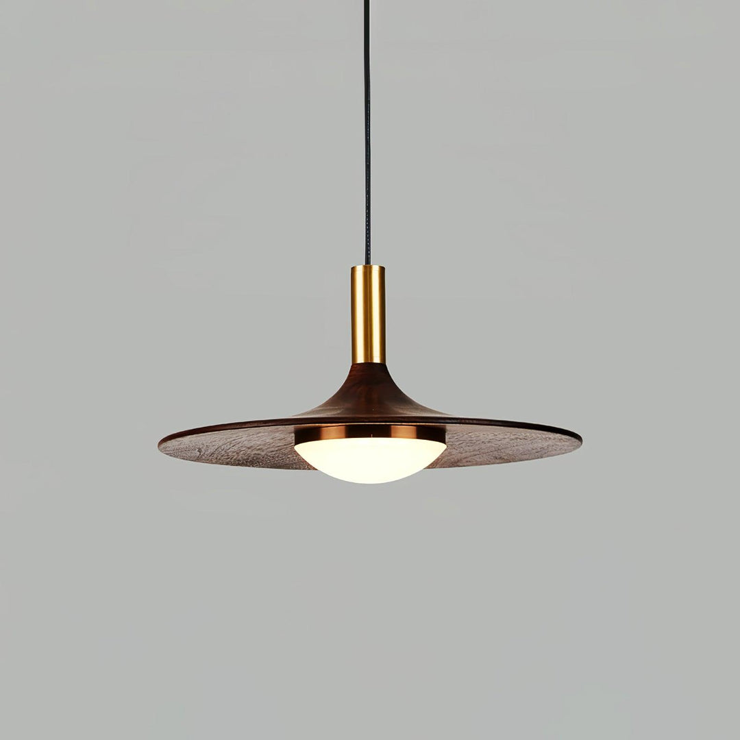 Walnut Wood Dish Pendant Light - Vakkerlight