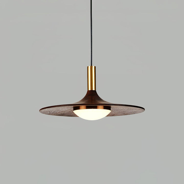 Walnut Wood Dish Pendant Light - Vakkerlight