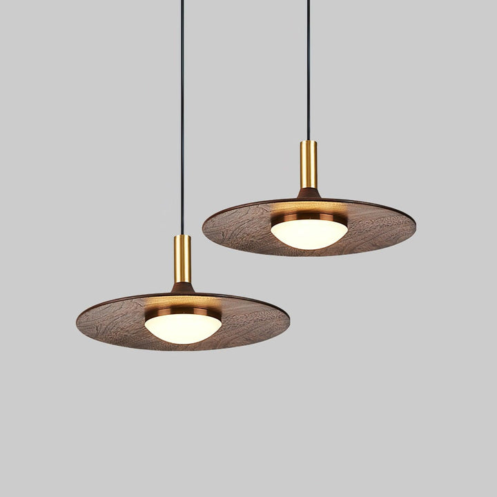 Walnut Wood Dish Pendant Light - Vakkerlight