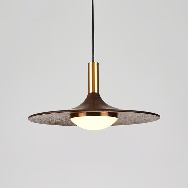 Walnut Wood Dish Pendant Light - Vakkerlight