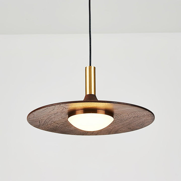 Walnut Wood Dish Pendant Light - Vakkerlight