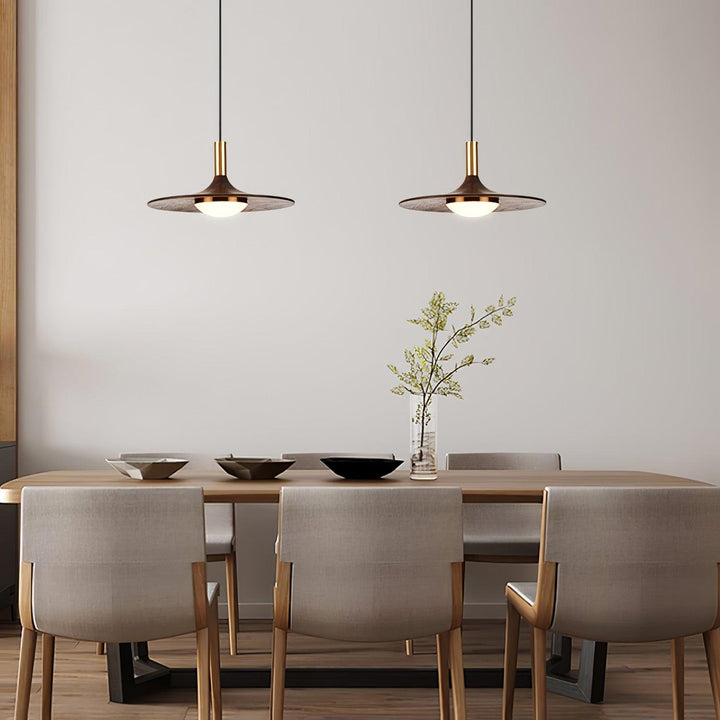 Walnut Wood Dish Pendant Light - Vakkerlight