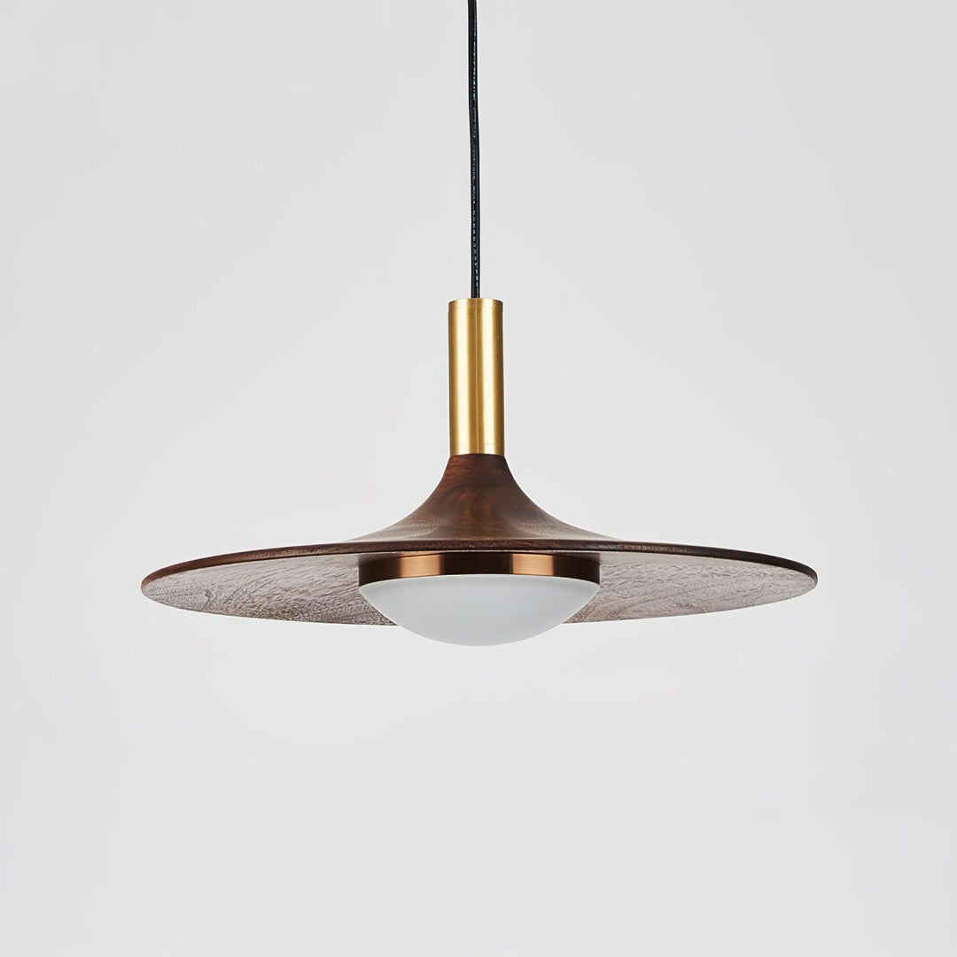 Walnut Wood Dish Pendant Light - Vakkerlight