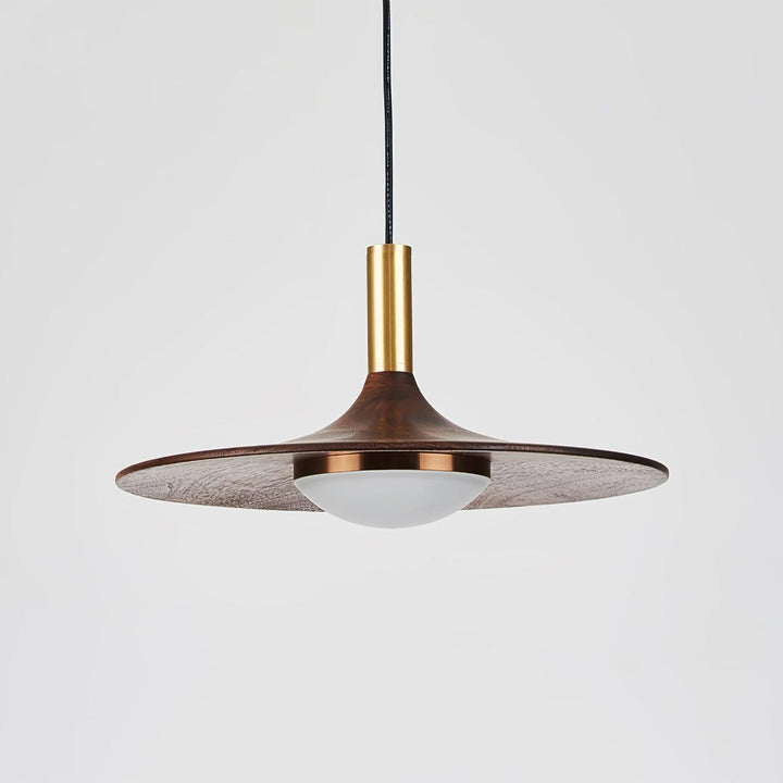 Walnut Wood Dish Pendant Light - Vakkerlight