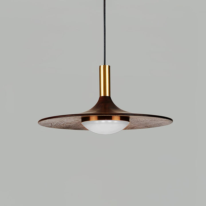 Walnut Wood Dish Pendant Light - Vakkerlight