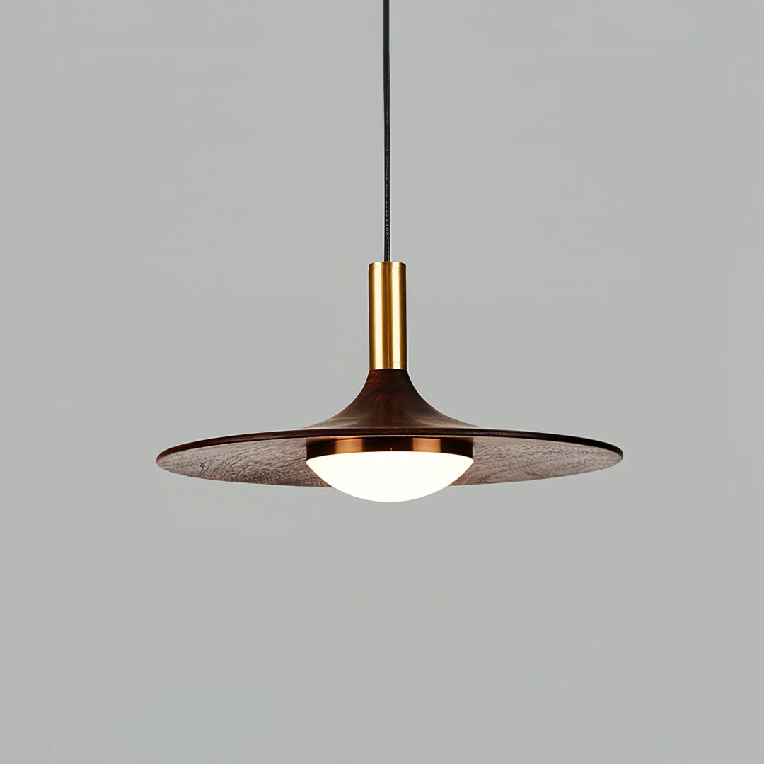 Walnut Wood Dish Pendant Light - Vakkerlight