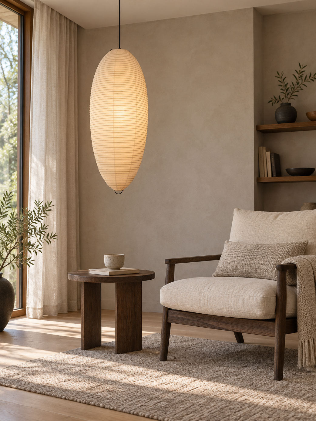 Washi Paper Chestnut Pendant Lamp – detail 3