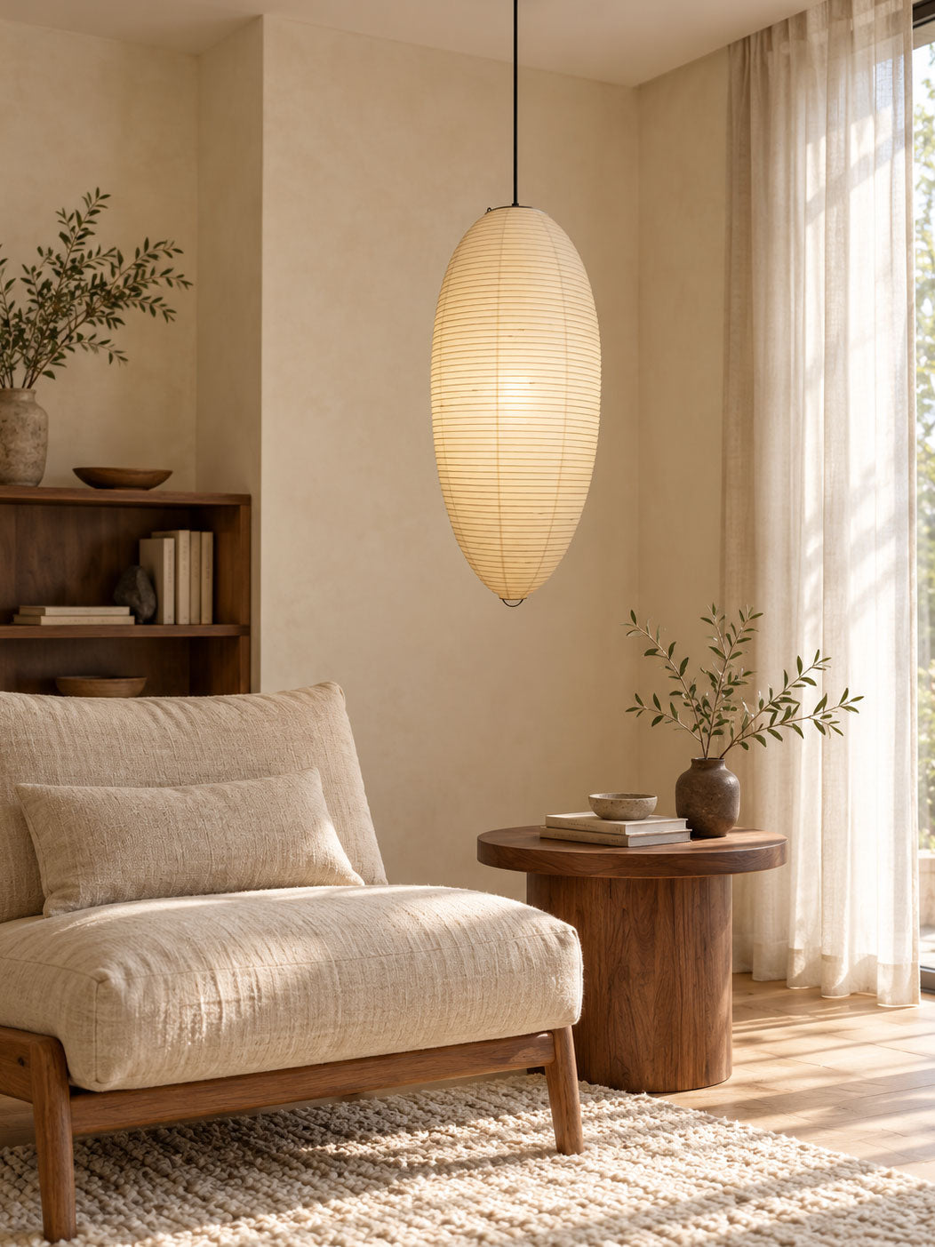 Washi Paper Chestnut Pendant Lamp – detail 5