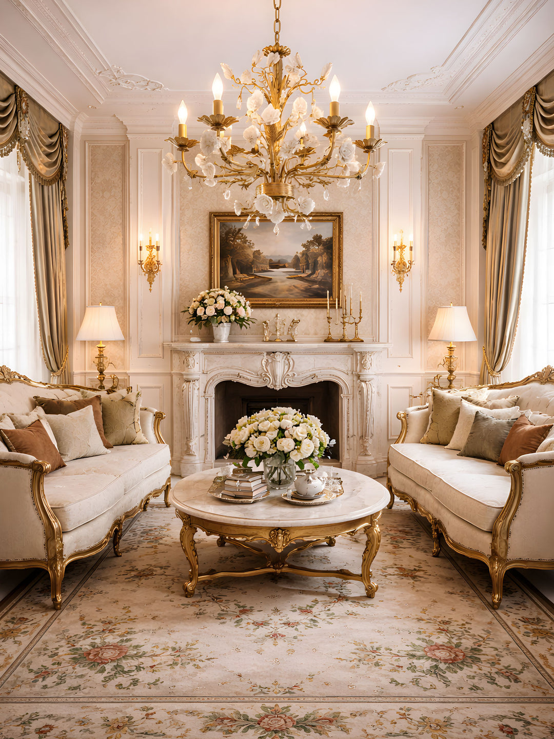 White Rose Crystal Chandelier