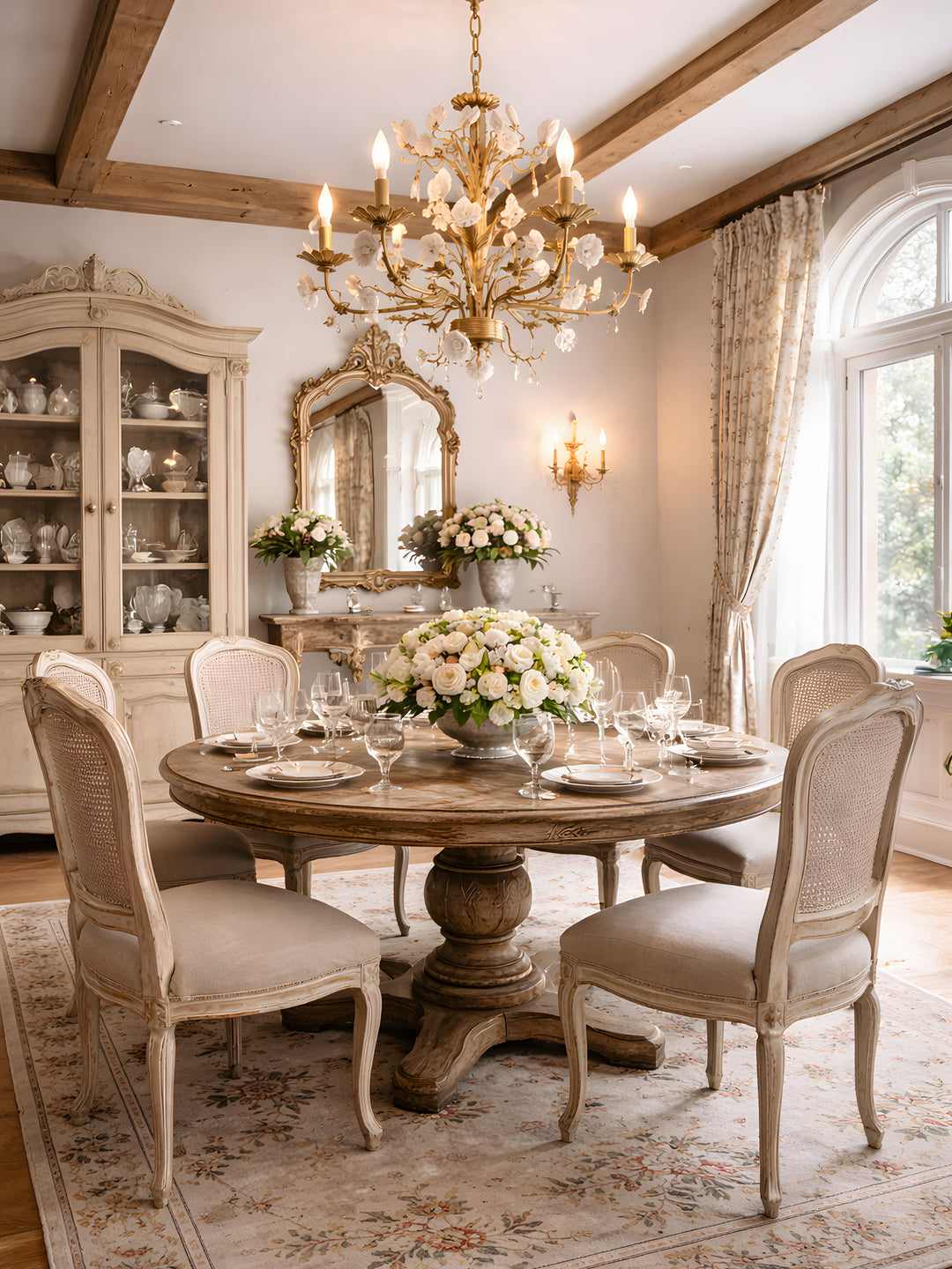 White Rose Crystal Chandelier