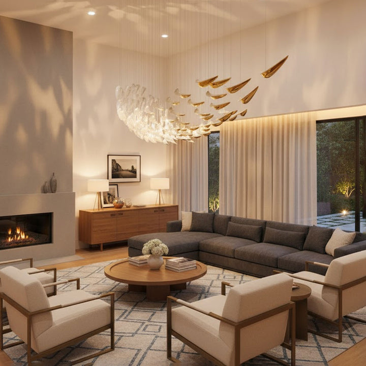 White Feather Art Deco Customize Chandelier - Vakkerlight