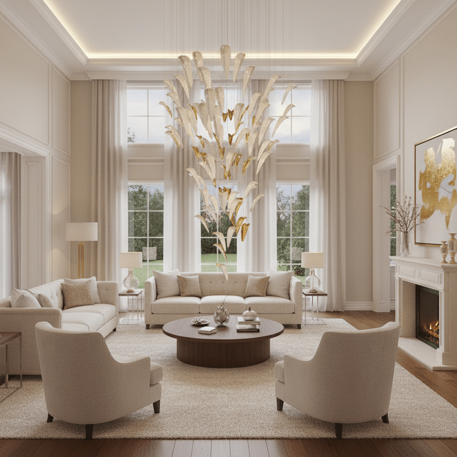 White Feather Art Deco Customize Chandelier - Vakkerlight