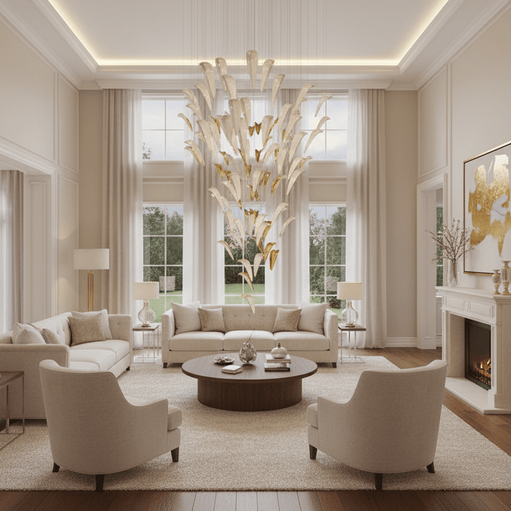 White Feather Art Deco Customize Chandelier - Vakkerlight